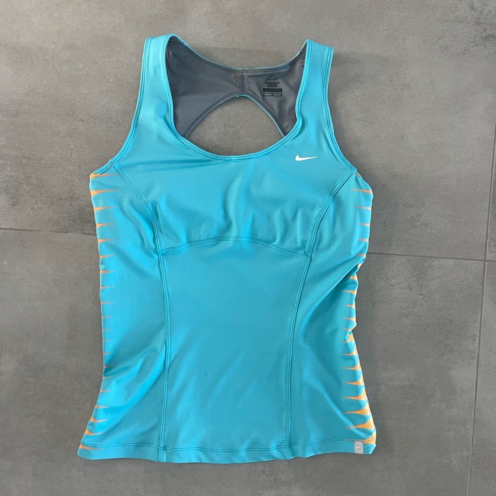Nike Aqua Blue Tank Top with Orange Accents - Picture 2 of 5